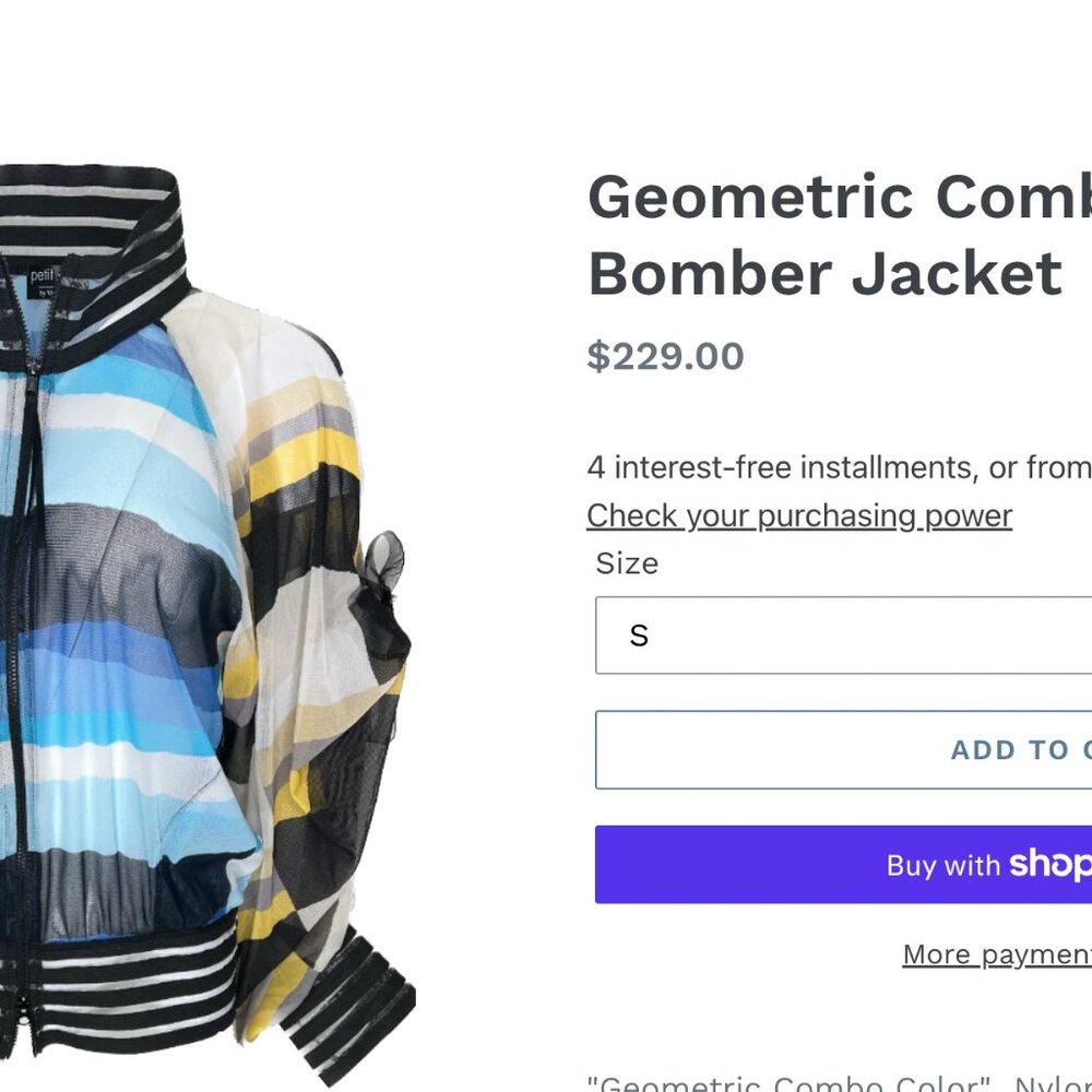 Petit Pois (Viviana G)- Geometric Combo Color Bomber Jacket - Picture 6 of 6